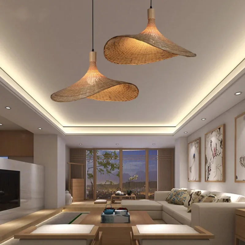 Bamboo Pendel Lampe Rustik Boho Design 2