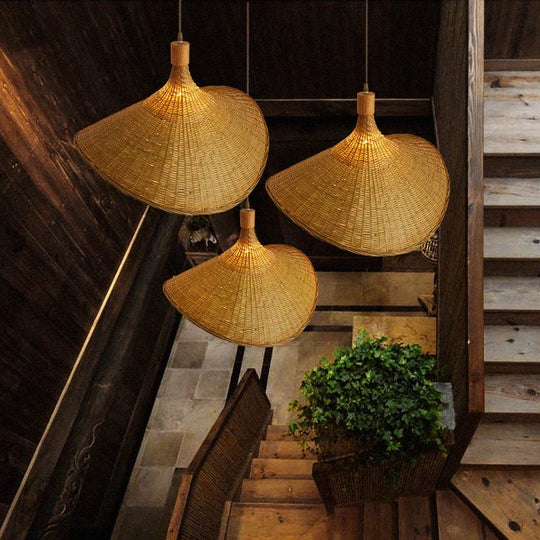Bamboo Pendel Lampe Rustik Boho Design 3