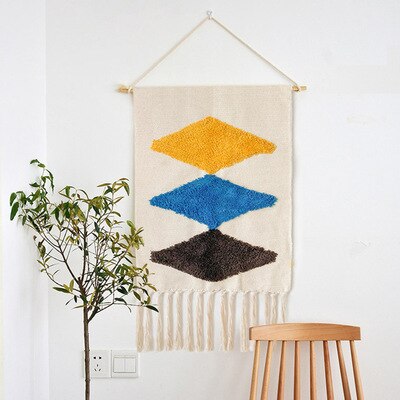 Boho Håndvævet Gobelin med Kvaster 1