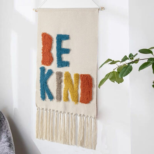 Boho Håndvævet Gobelin med Kvaster 6