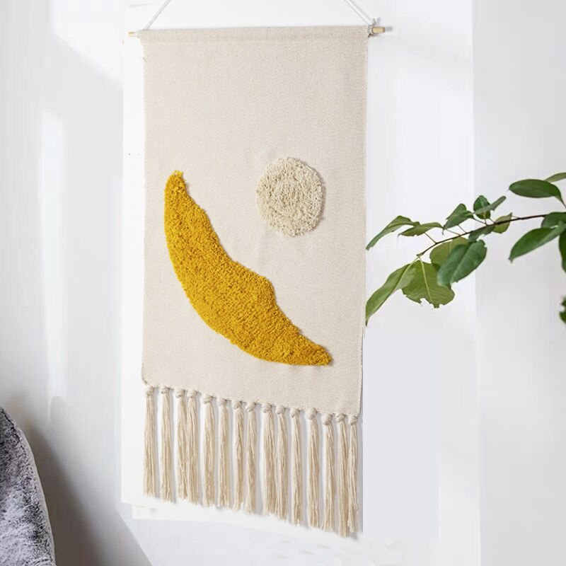 Boho Håndvævet Gobelin med Kvaster 7