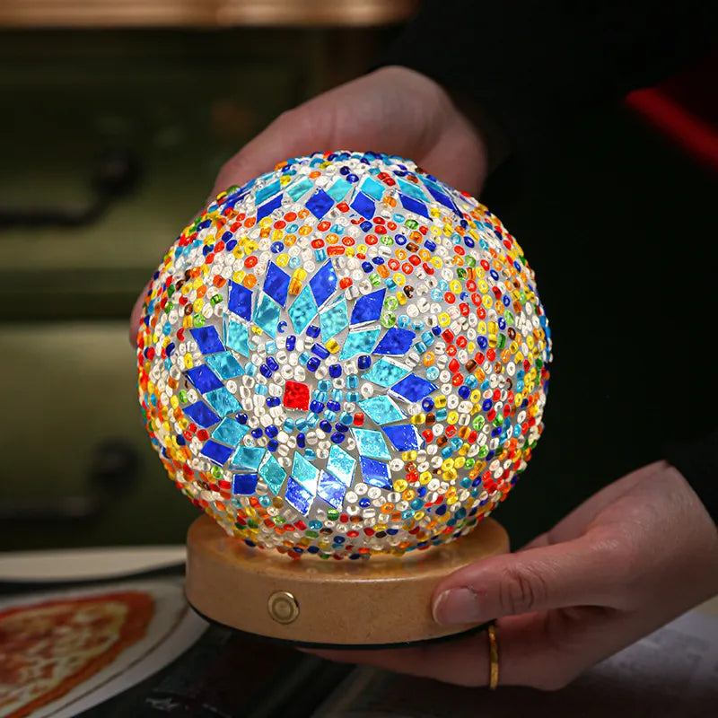 Boho Mosaik Glas Natlampe 1
