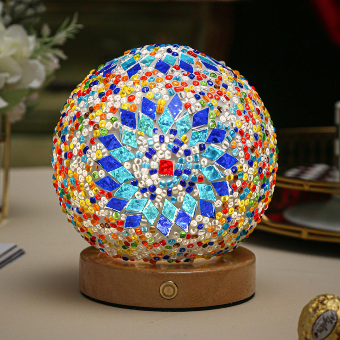 Boho Mosaik Glas Natlampe 8