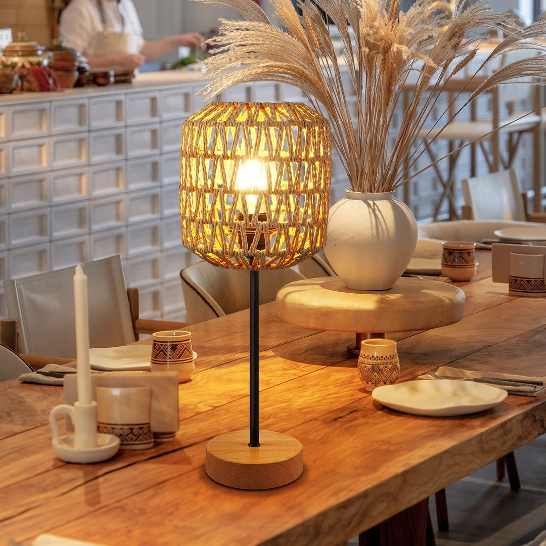 Bordlampe i Rattan med Berøringskontrol 1