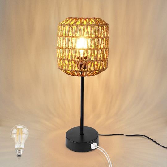 Bordlampe i Rattan med Berøringskontrol 5