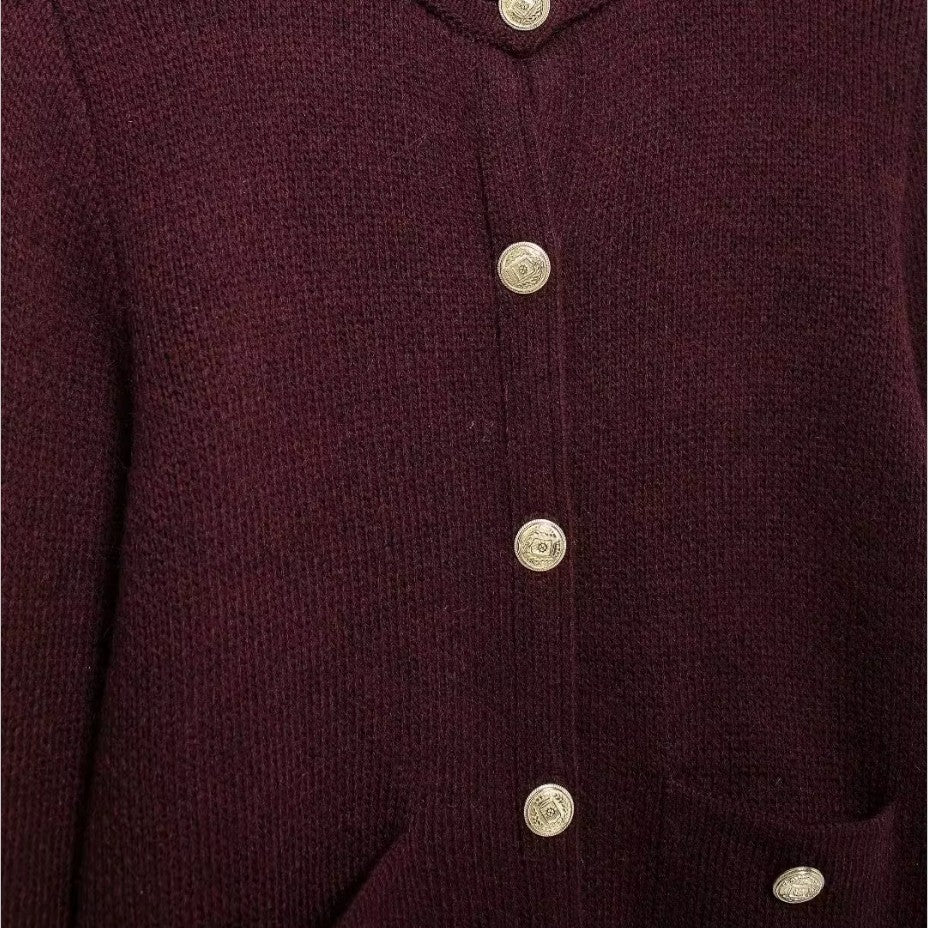 Dame Cardigan Med Guld Knapper Stilfuld Design 2