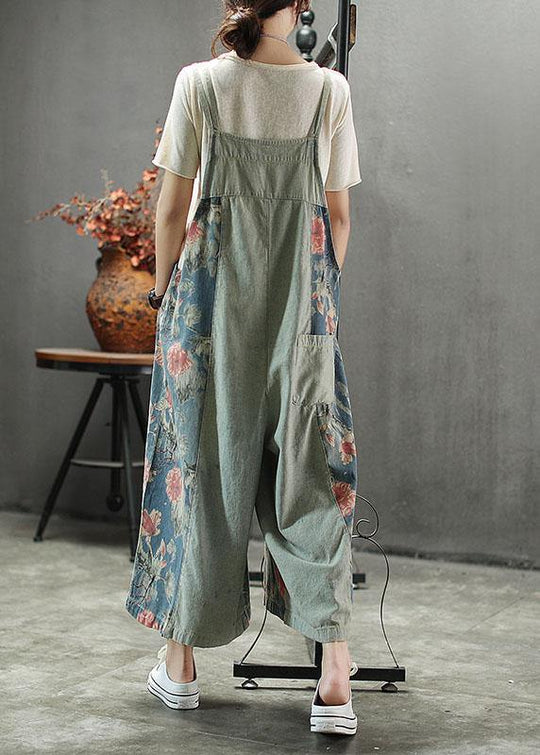 Dame Denim Romper med Patchwork Design 4