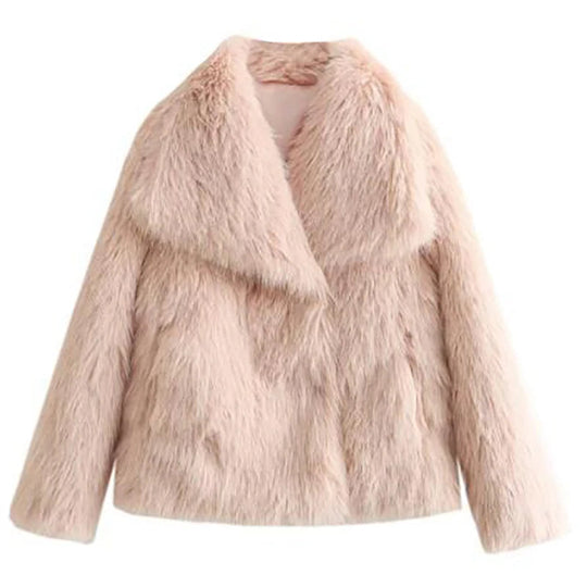 Dame Jakke Kort Fluffy Stil Moderne Design 7
