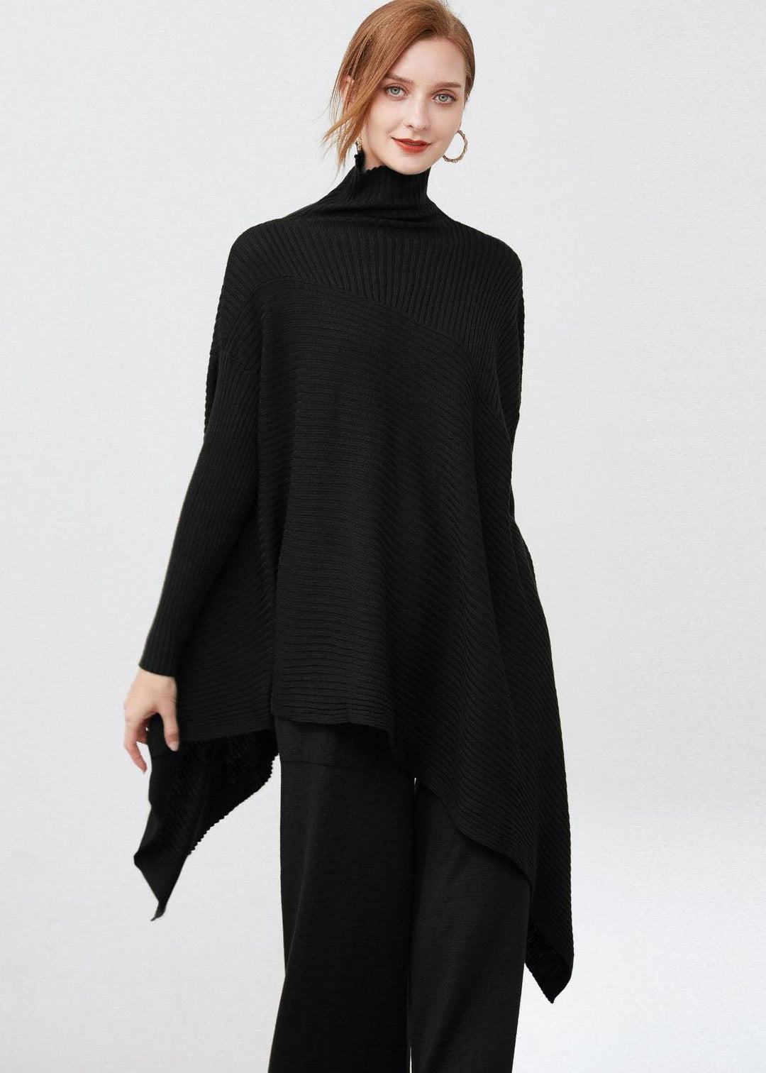 Dame Oversize Trøje med Asymmetrisk Design 1