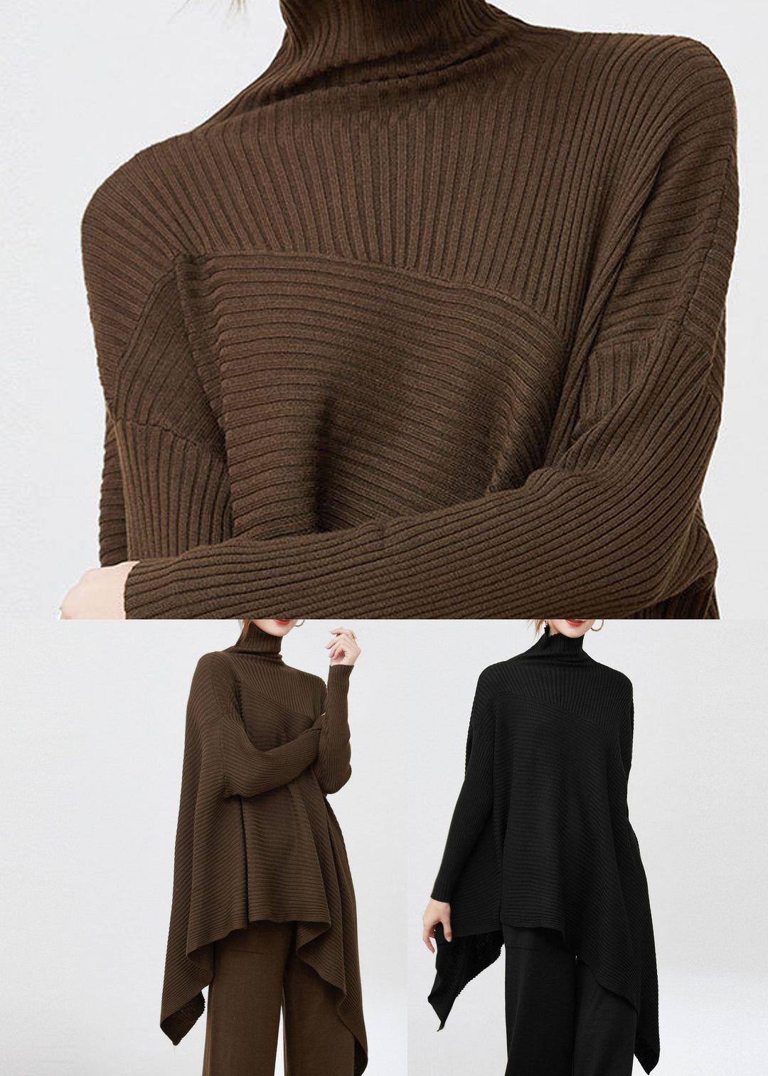 Dame Oversize Trøje med Asymmetrisk Design 3