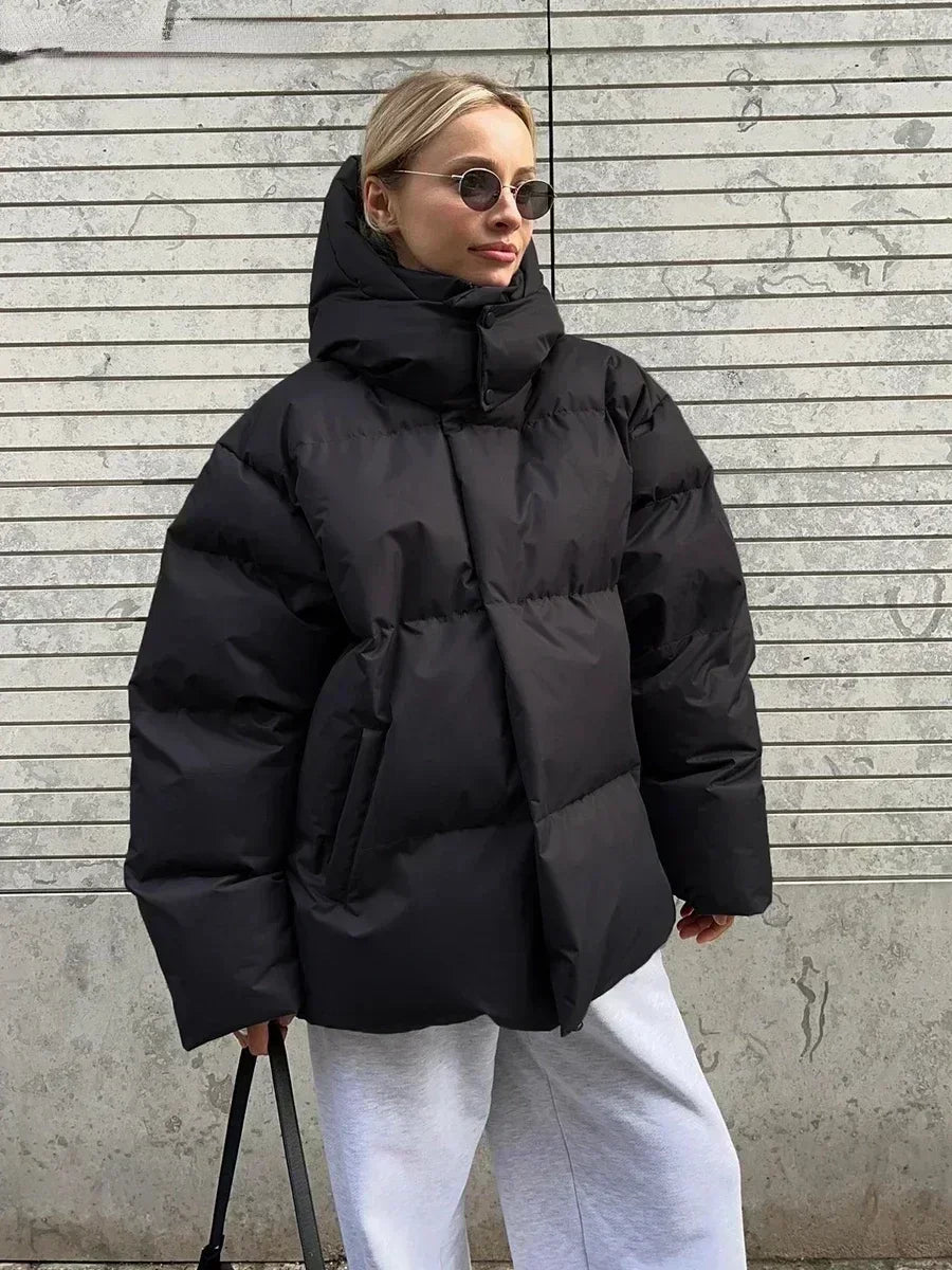 Dame Vinterjakke Overdimensioneret Med Funktionelle Lommer 3