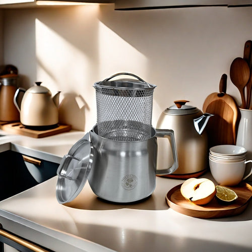Frituregryde Med Oliefiltrering - 1,5 Liter Rustfrit Stål Design 1