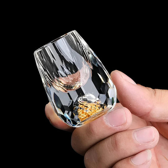 Håndlavede Krystalglas Sæt til Whisky med Guldflakedetaljer 1