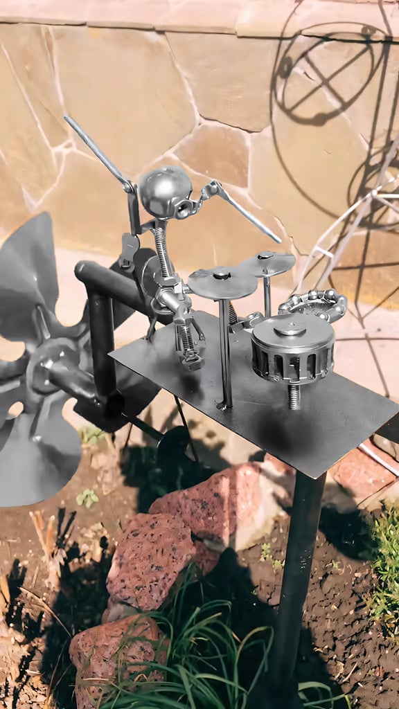 Håndlavet Metal Vindmølle Kinetisk Skulptur 4