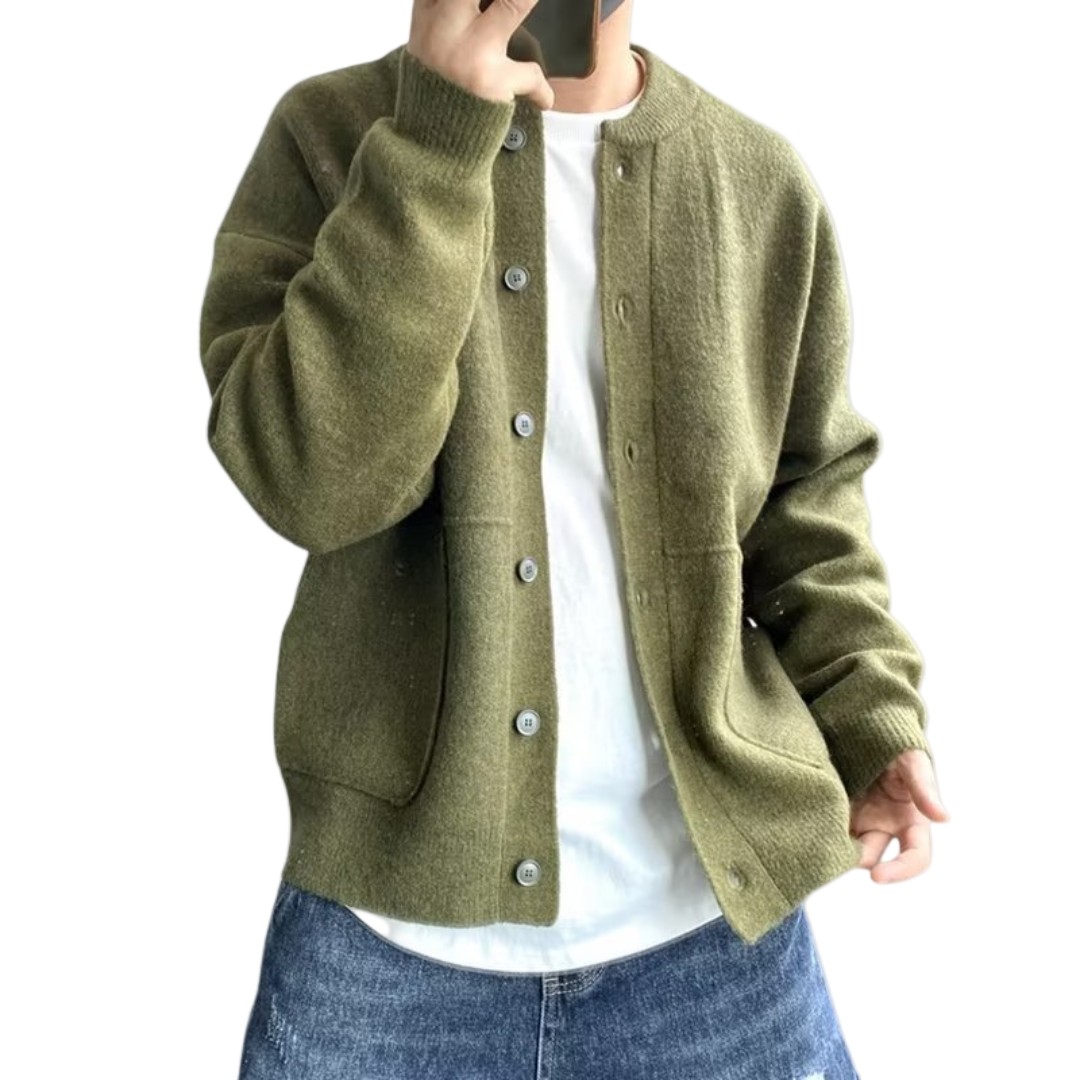 Herre Cardigan med Knap Front 0