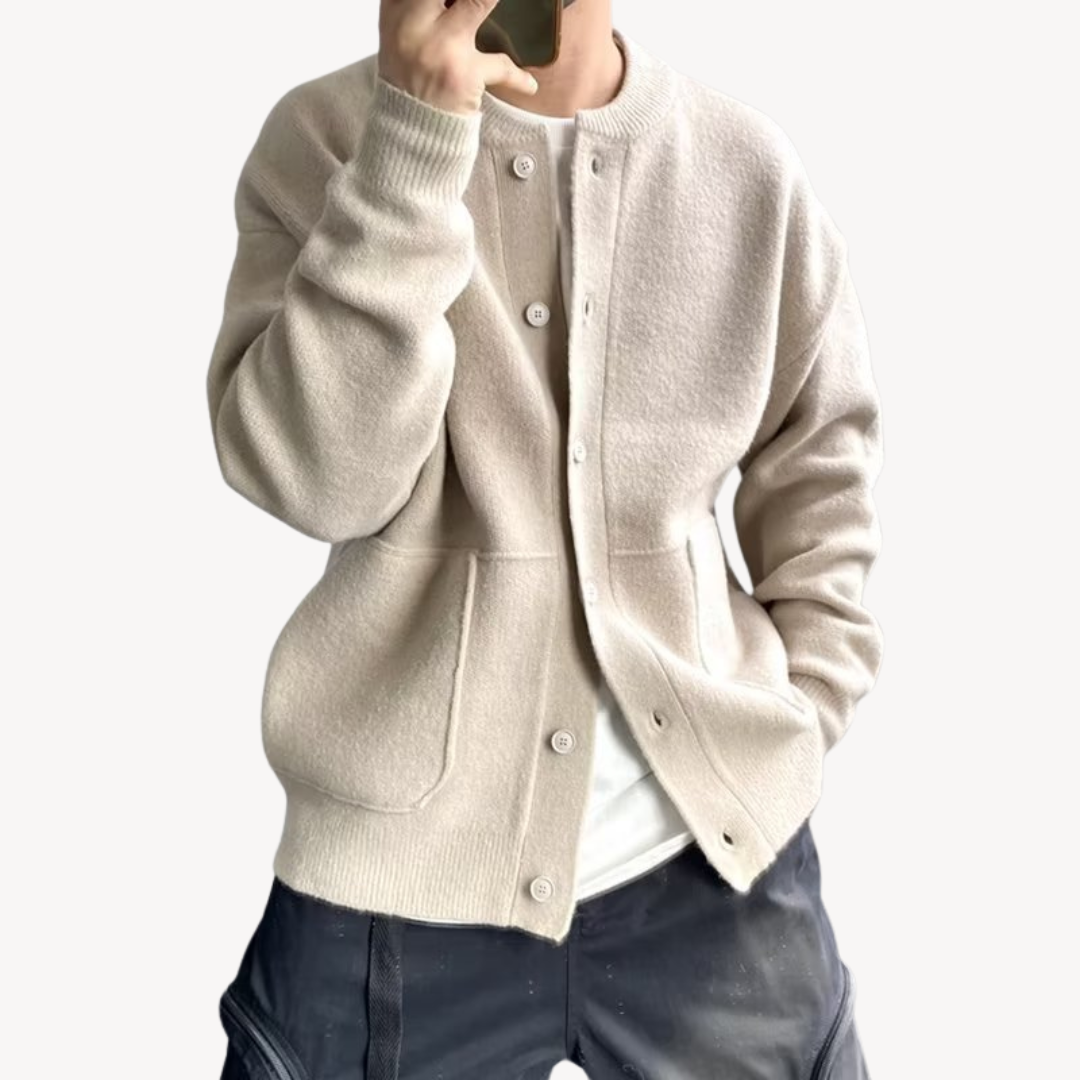Herre Cardigan med Knap Front 1