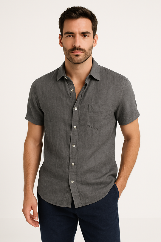 Herre Casual Skjorte Kort Ærme Button Down Krave 3