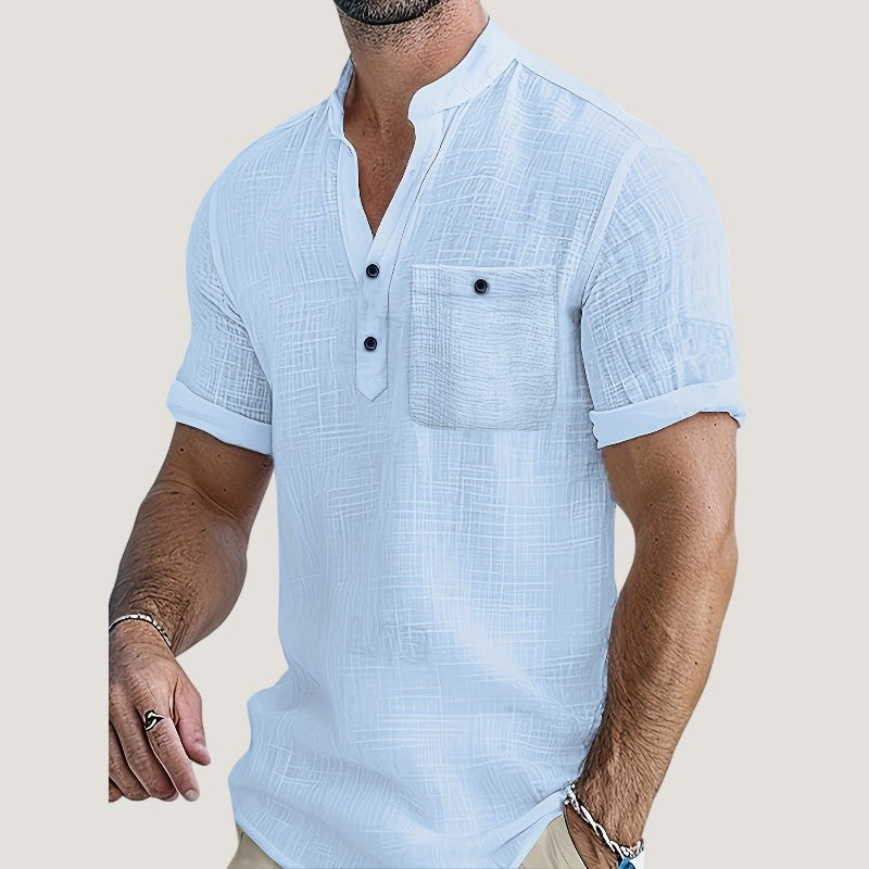 Herre Chemise Casual V-Hals Rayon 5