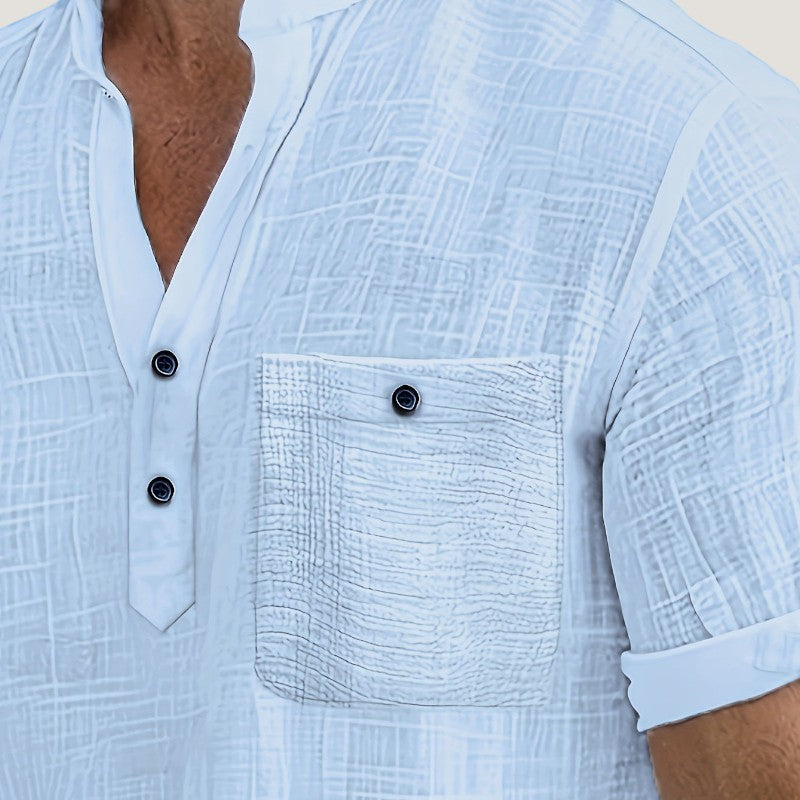 Herre Chemise Casual V-Hals Rayon 7