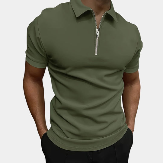 Herre Golf T-shirt Med Lynlås Strækbart Polyester 3