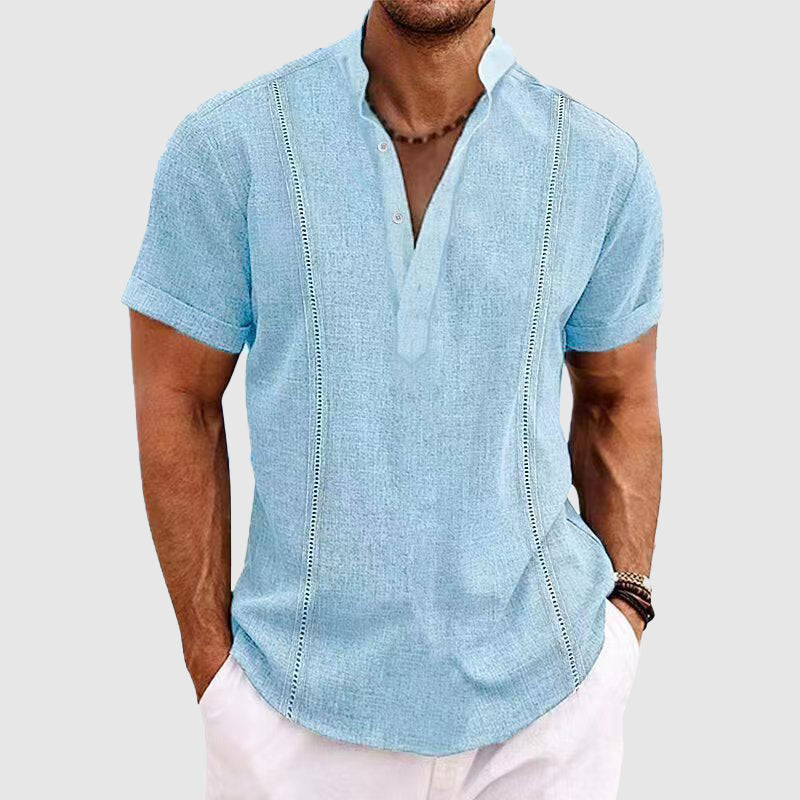 Herre Henley Skjorte Kortærmet Med Knapper 2