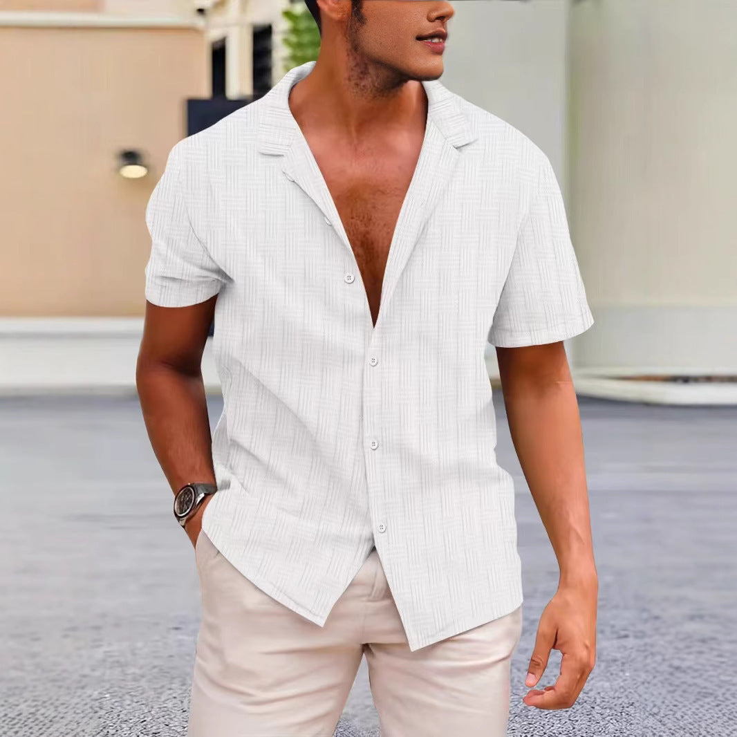 Herre Kortærmet Skjorte Klassisk Pasform Button-Up 4