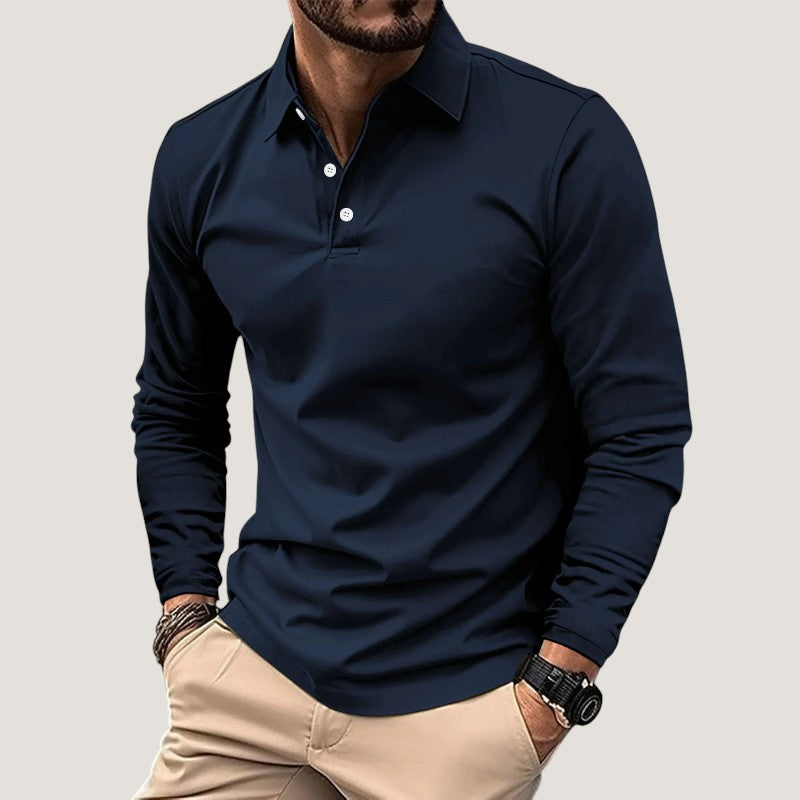 Herre Langærmet Polo T-shirt Casual Design 4