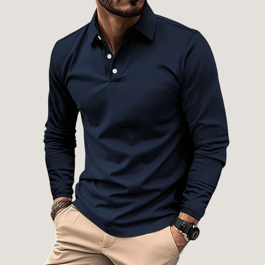 Herre Langærmet Polo T-shirt Casual Design 4