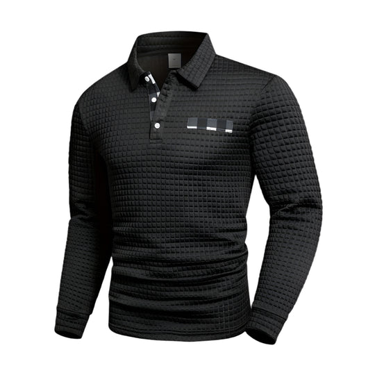 Herre Langærmet T Shirt Stribet Polyester med Skjortekrave 0