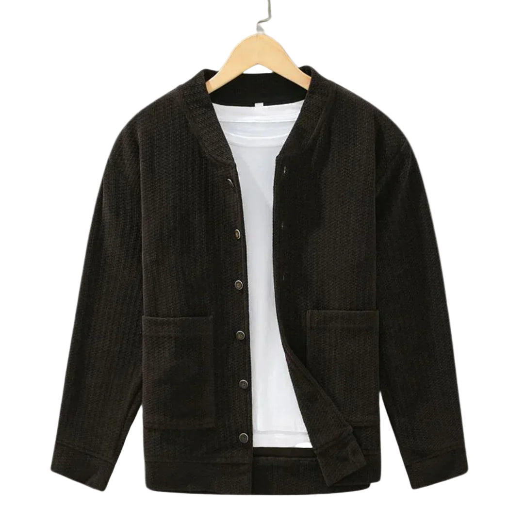 Herre Strikket Cardigan med Unik Struktur 0