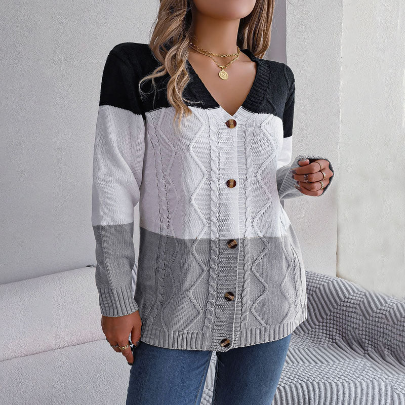 Herre Strikket Sweater med V-ring Knapper 10