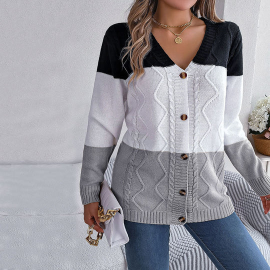 Herre Strikket Sweater med V-ring Knapper 6