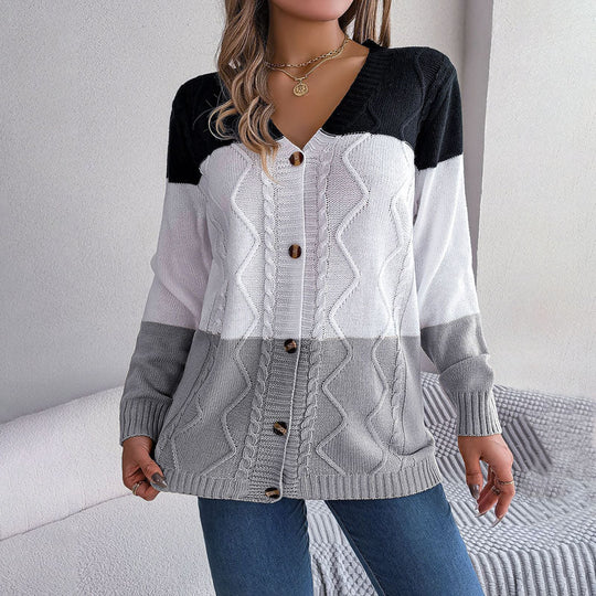 Herre Strikket Sweater med V-ring Knapper 7