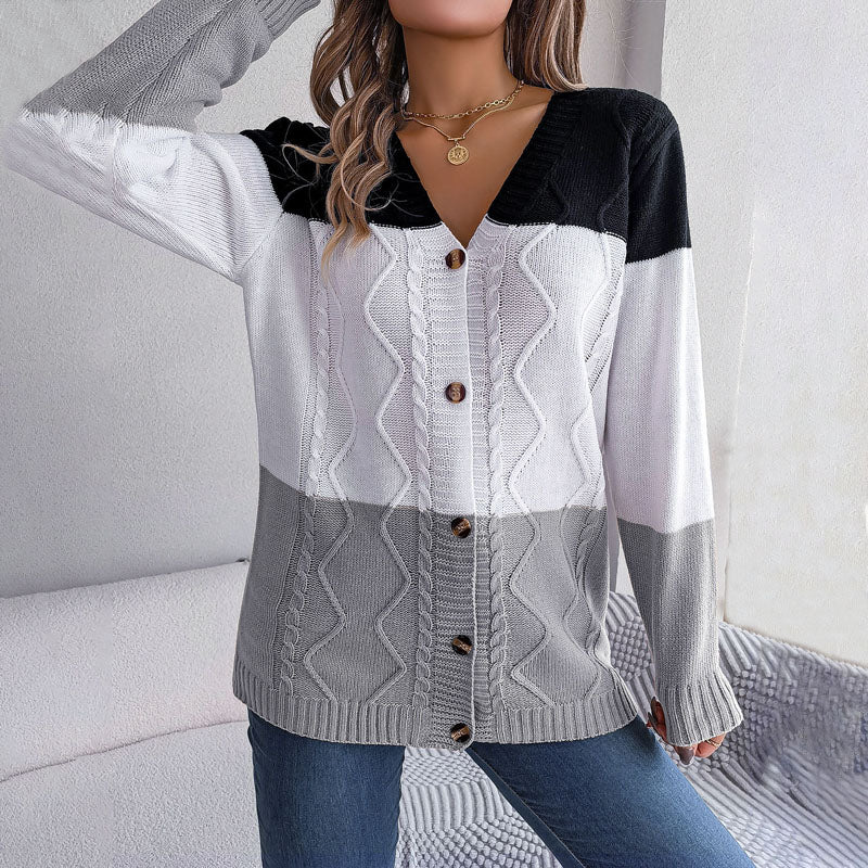 Herre Strikket Sweater med V-ring Knapper 8
