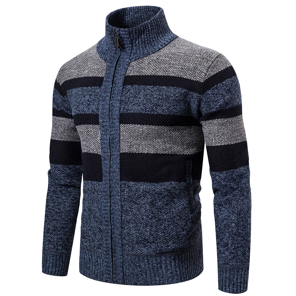 Herre Striktrøje Stribet Slim Fit Cardigan 0