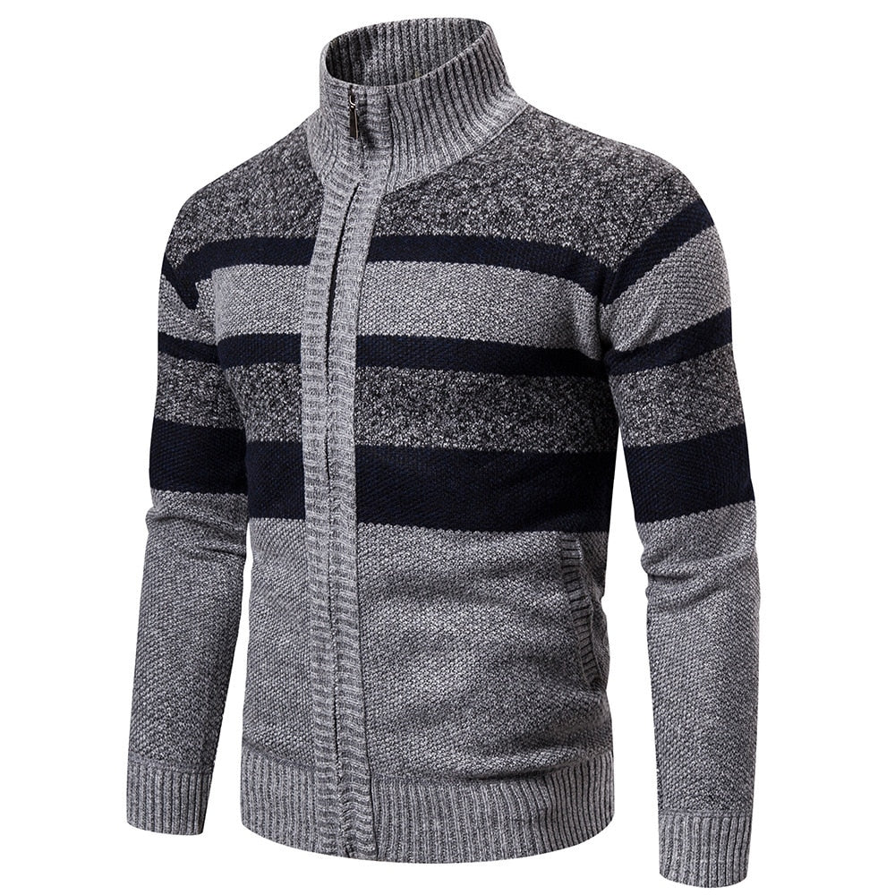 Herre Striktrøje Stribet Slim Fit Cardigan 2