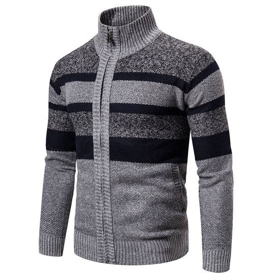 Herre Striktrøje Stribet Slim Fit Cardigan 2