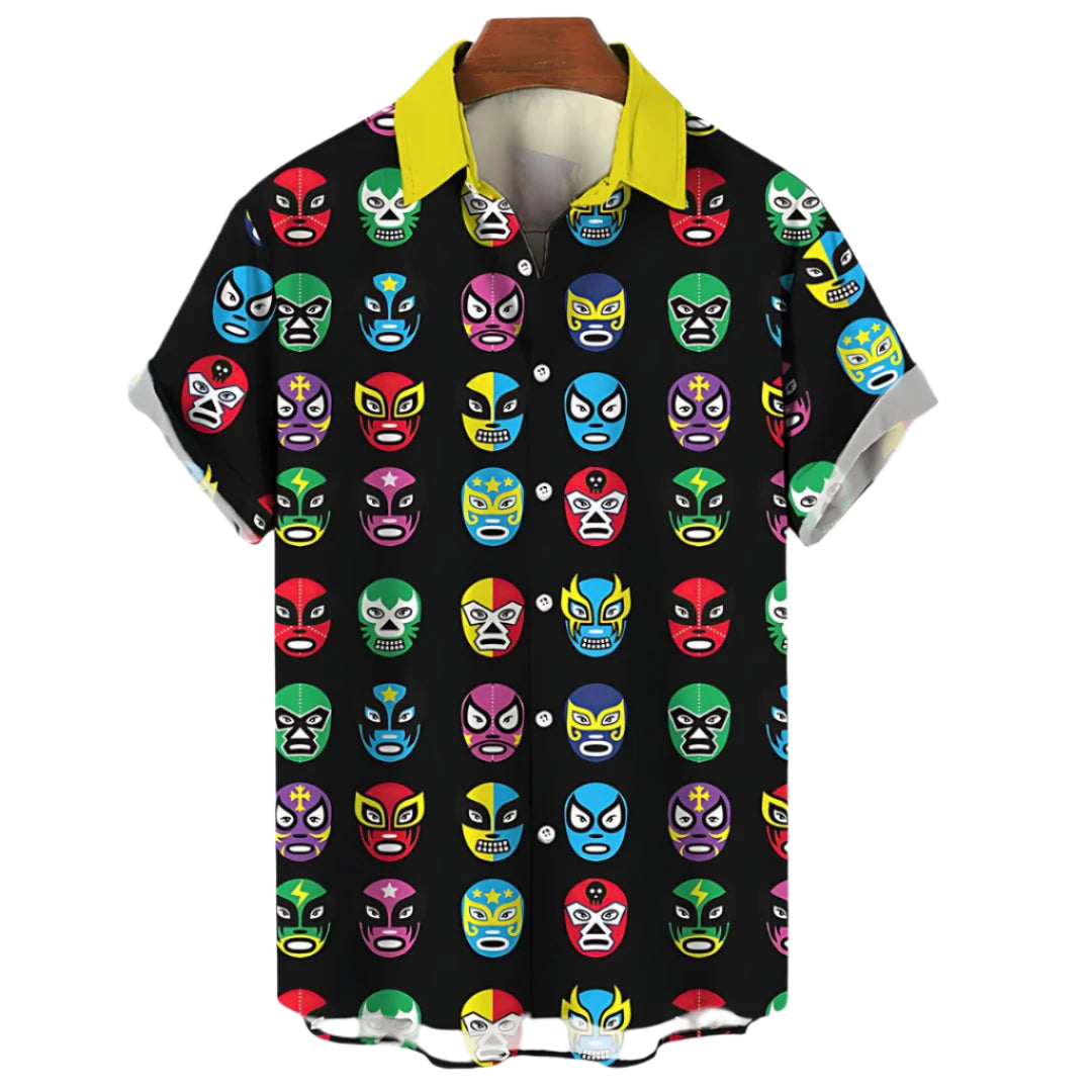 Herre T-Shirt Afslappet Luchador Print 0