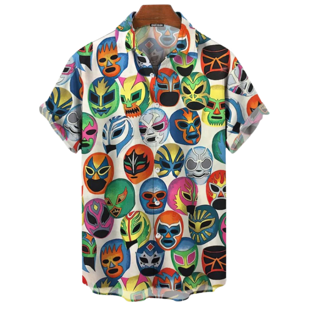 Herre T-shirt Afslappet Luchador Print 0