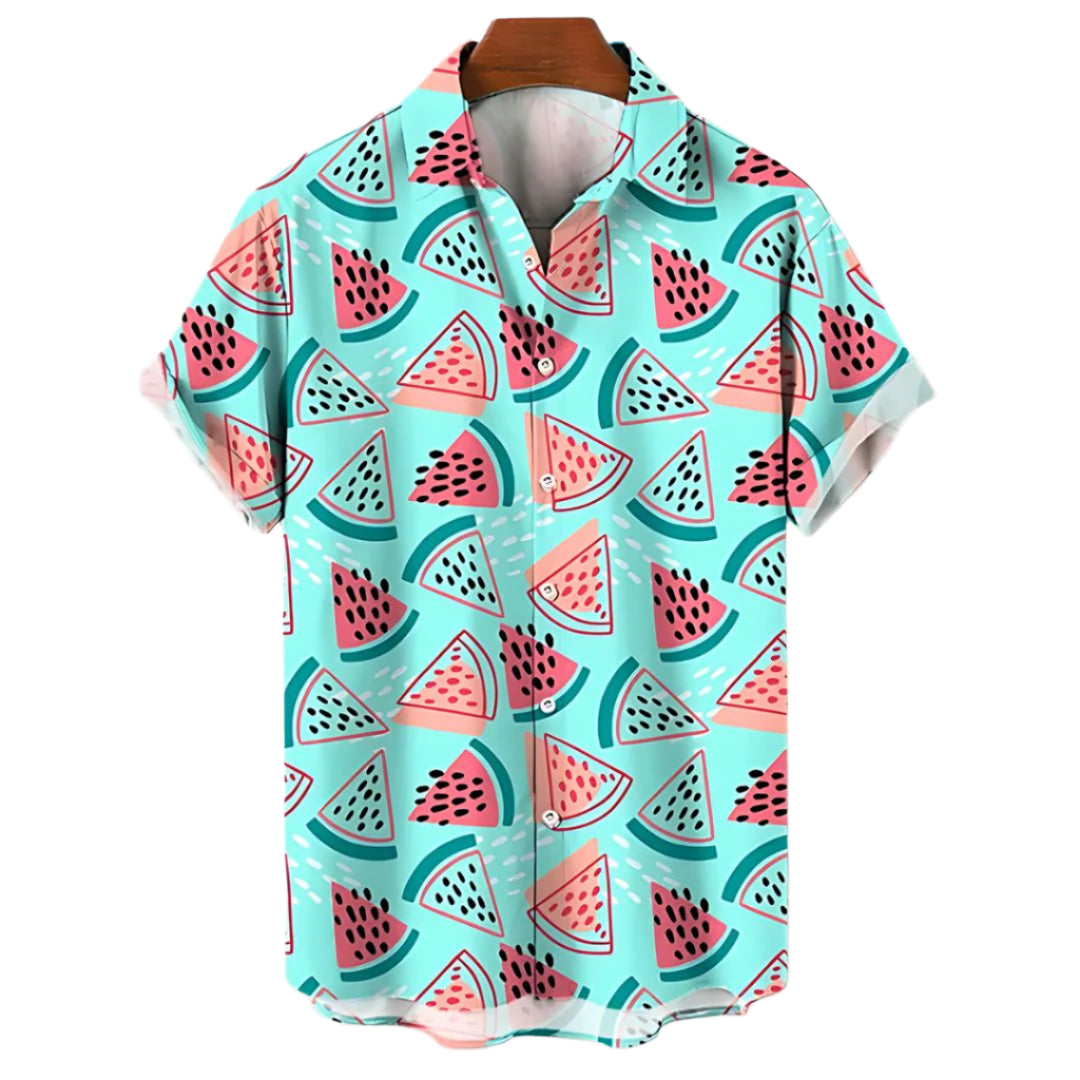 Herre T Shirt Afslappet Letvægt Vandmelonprint 0