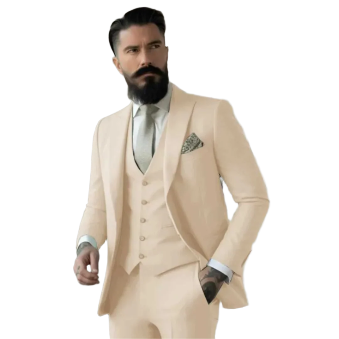 Herre Tre-delt Jakkesæt Slim Fit Uldblanding 0