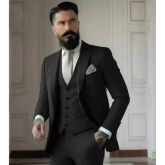 Herre Tre-delt Jakkesæt Slim Fit Uldblanding 6