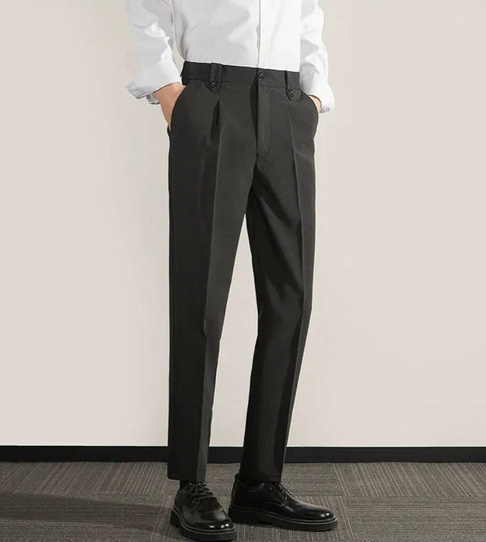 Herre Trousers Klassisk Fit Plisseret Front Straight Leg 3
