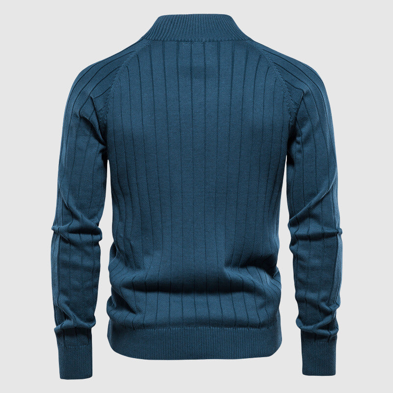Herre Zip-Up Cardigan med Ribbet Design 5