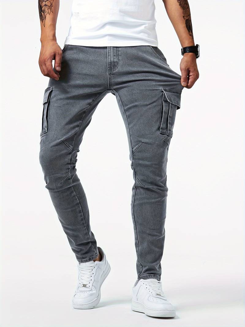 Herrebukser Cargo Jeans Tilpasset Fit Denim 4