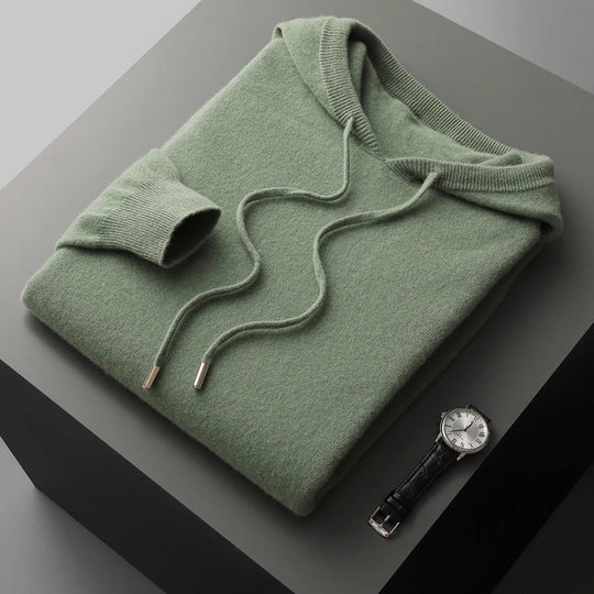 Hoodies Mænd i 100% Merinoull Casual Design med Snøre 4