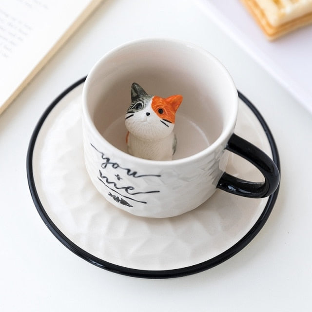 Keramisk Kaffekrus med Skjult Kat Figur 3