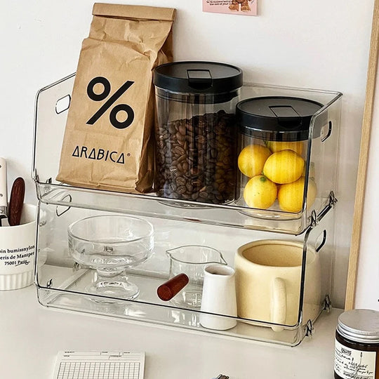Køkkenorganisator Stabelbar Transparent Med Håndtag 0