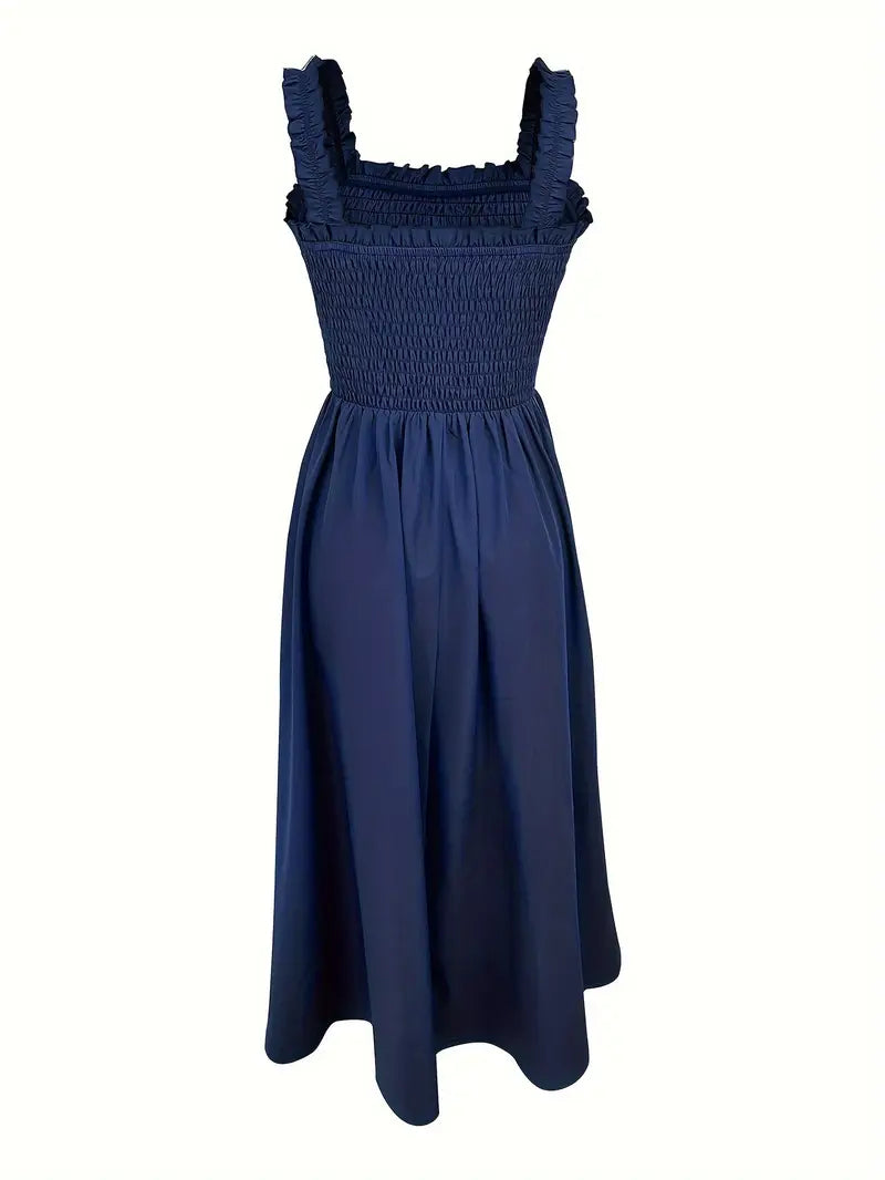 Kvinders A-Line Maxi Kjole Med Shirret Bodice 1