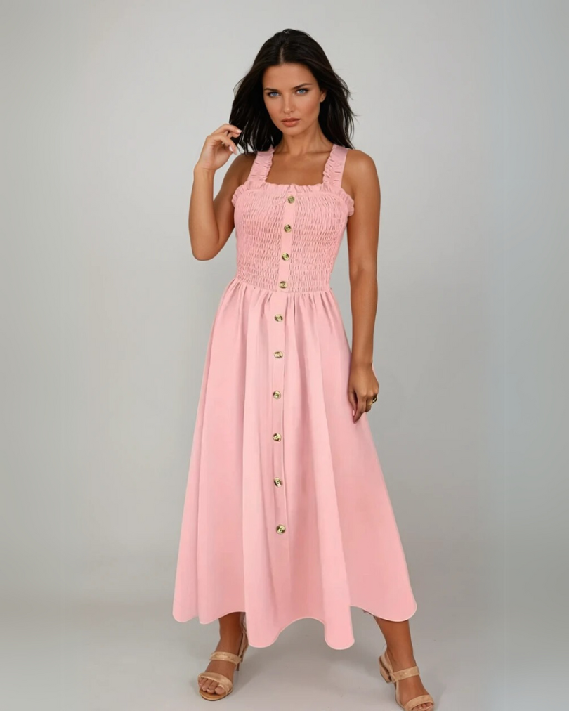 Kvinders A-Line Maxi Kjole Med Shirret Bodice 3